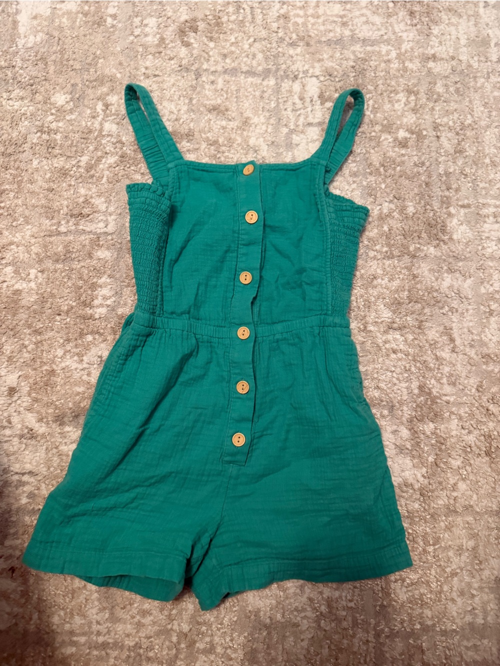 Cat & Jack Teal Green Button-Front Girls Romper size L 10/12